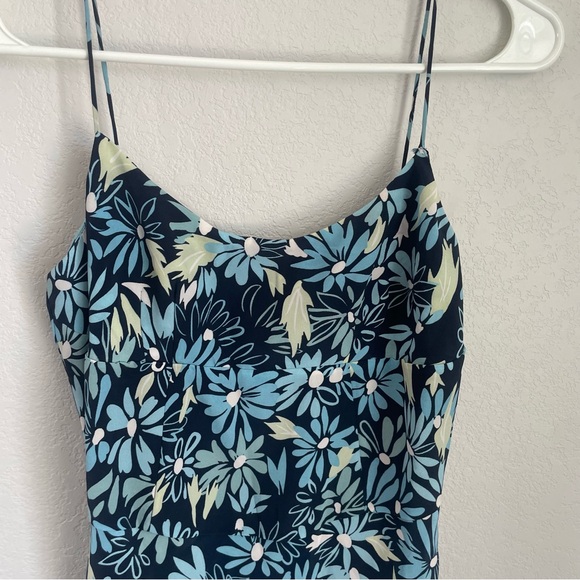 Express Floral Mini Dress Blue Black Spaghetti Strap Y2K Women Size 2 - Picture 2 of 11